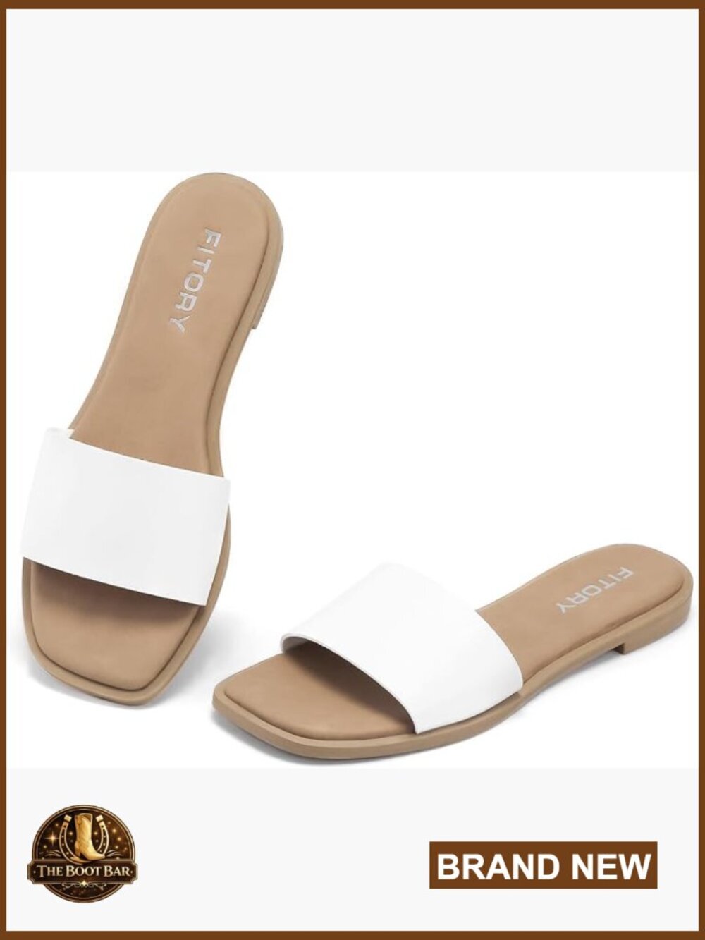 Women Slide Sandals Square Open Toe Cushioned Footbed Beach Slippers Comfort